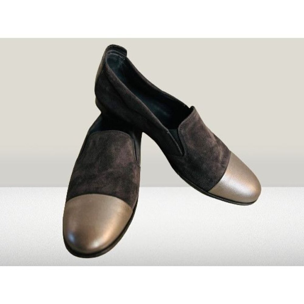 Made in Italy GRAVITY Wilkes Bashford Shoes Loafers Leather Suede Brown Bronze S